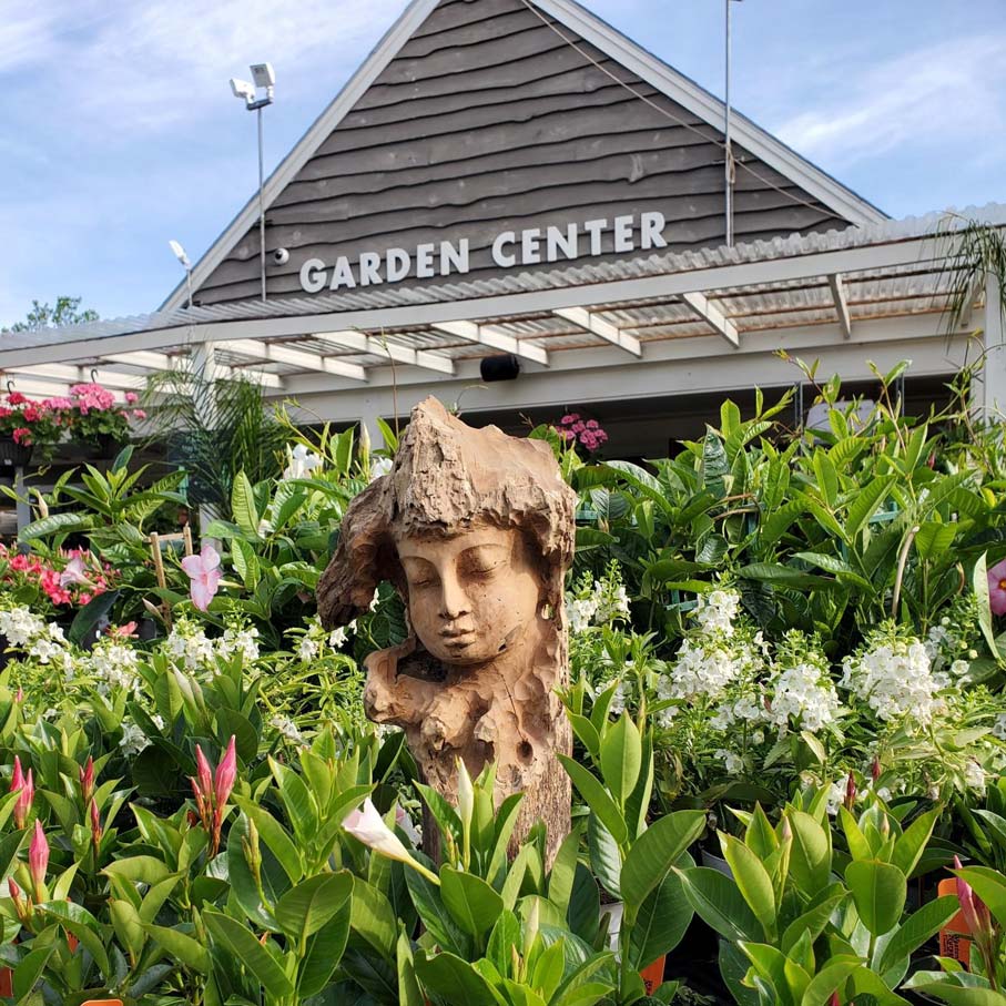 Statue in front of Weston Nurseries Hopkinton's Garden Center